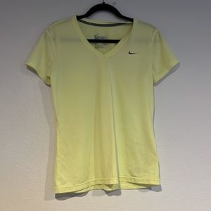 Womens Nike Yellow V-Neck Dri-Fit Short sleeve Tshirt